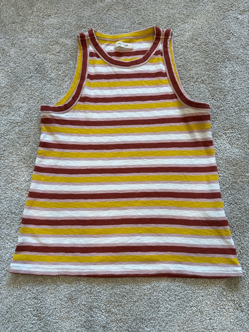 Madewell Striped Knit Tank Top Women’s Small Rust Mustard Pink Sleeveless